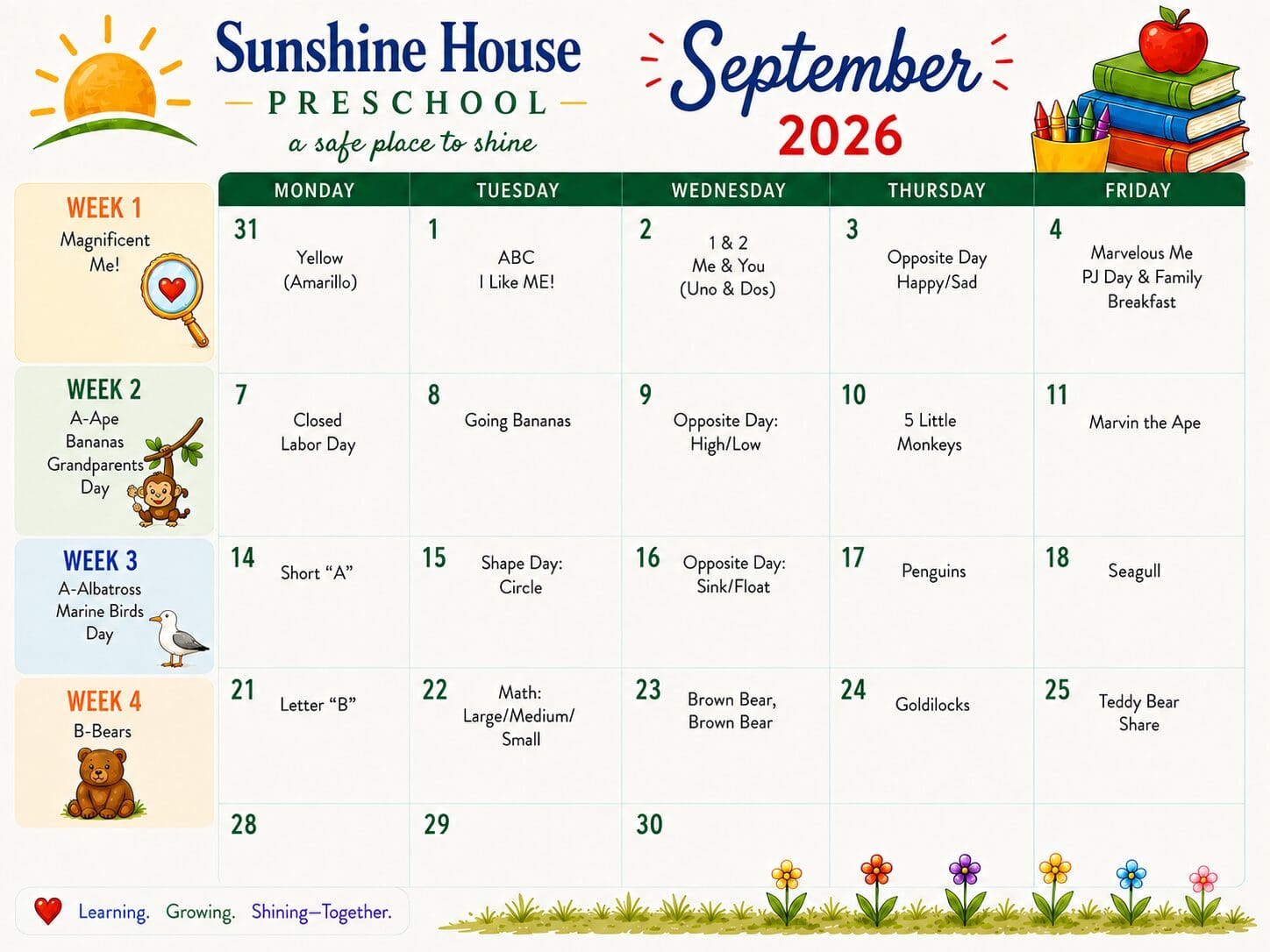 September Preschool Calendar 1 september preschool calendar