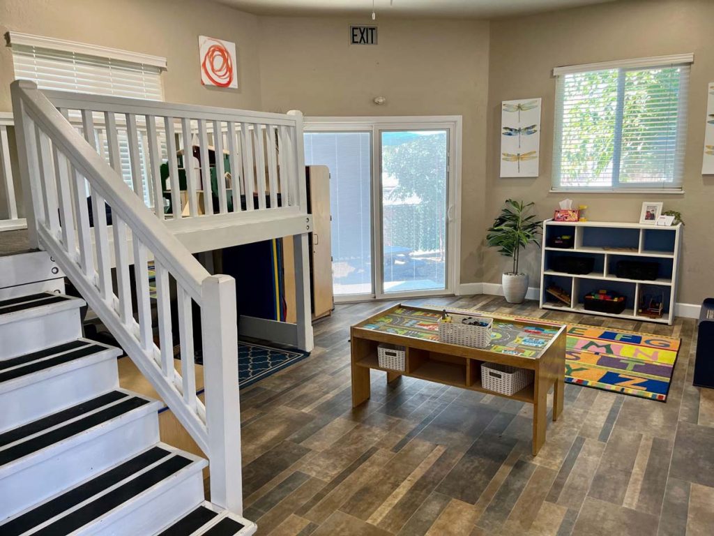 Brentwood - Chestnut Street 8 Sunshine House, CA Brestwood Chestnut preschool play area with staircase and activity table