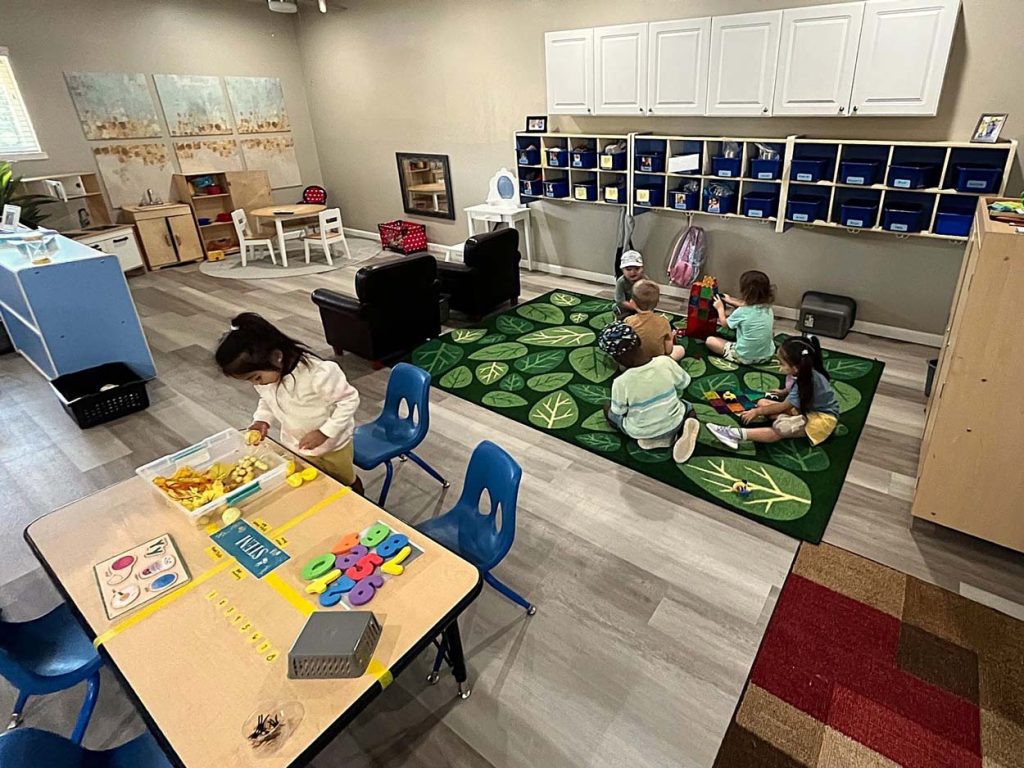 Martinez 8 Sunshine House, CA Martinez preschool classroom, children and teacher, inside 6