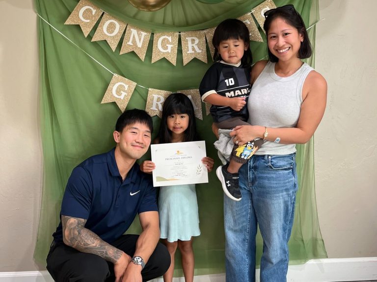 Reviews 6 Sunshine House family celebrating their daughter's preschool graduation